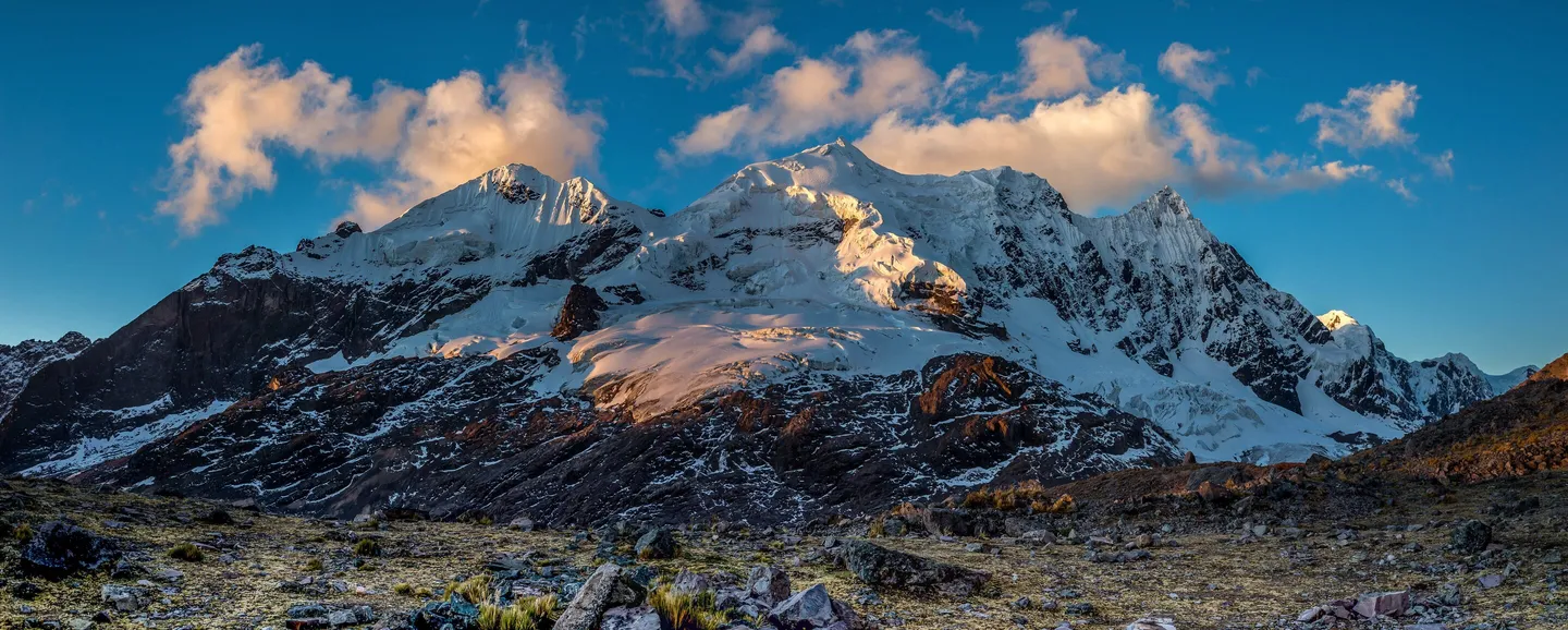 Snow-capped Cordillera Vilcanota at sunset.