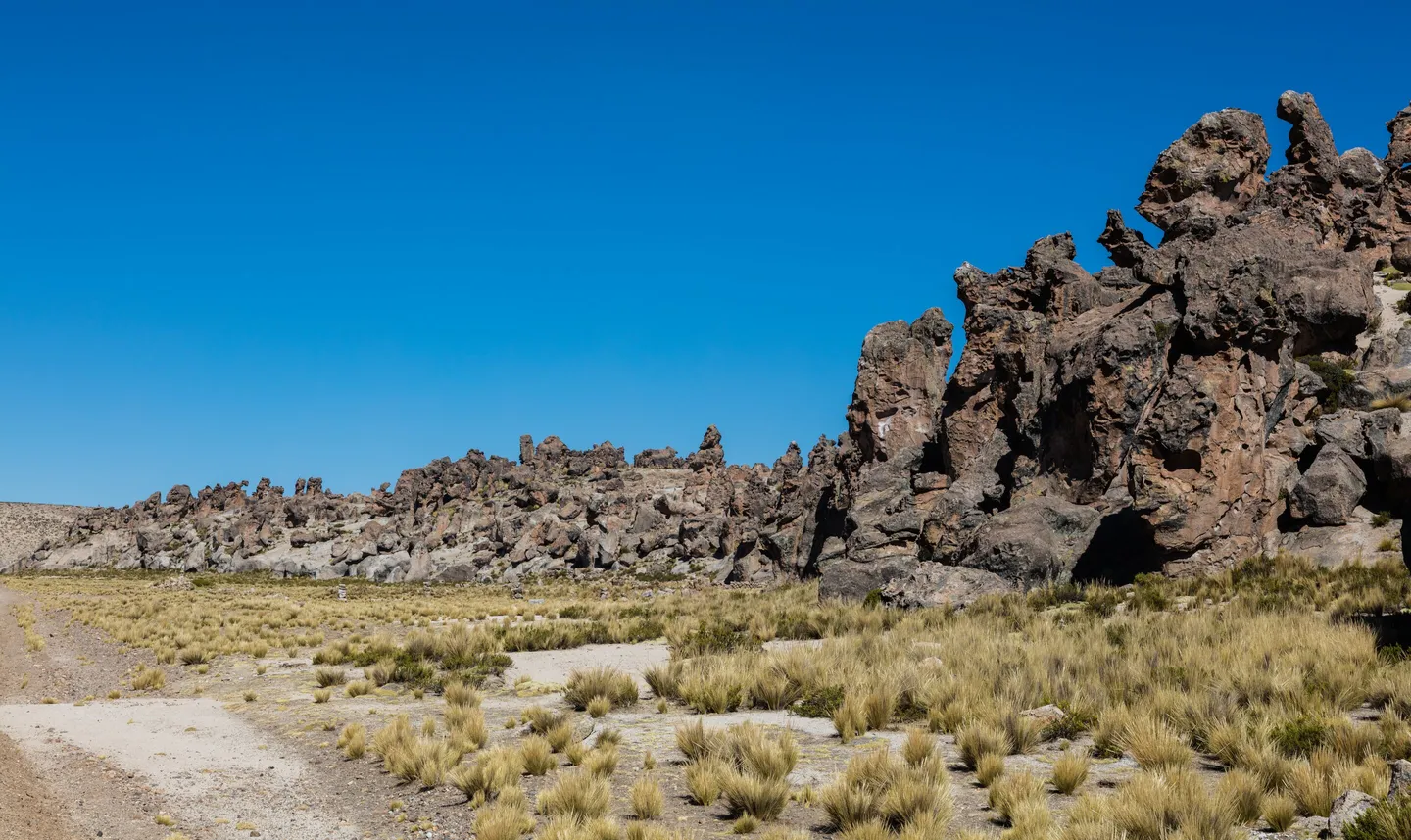 Rock formations in the Reserva Nacional Salinas, Arequipa, Perú.